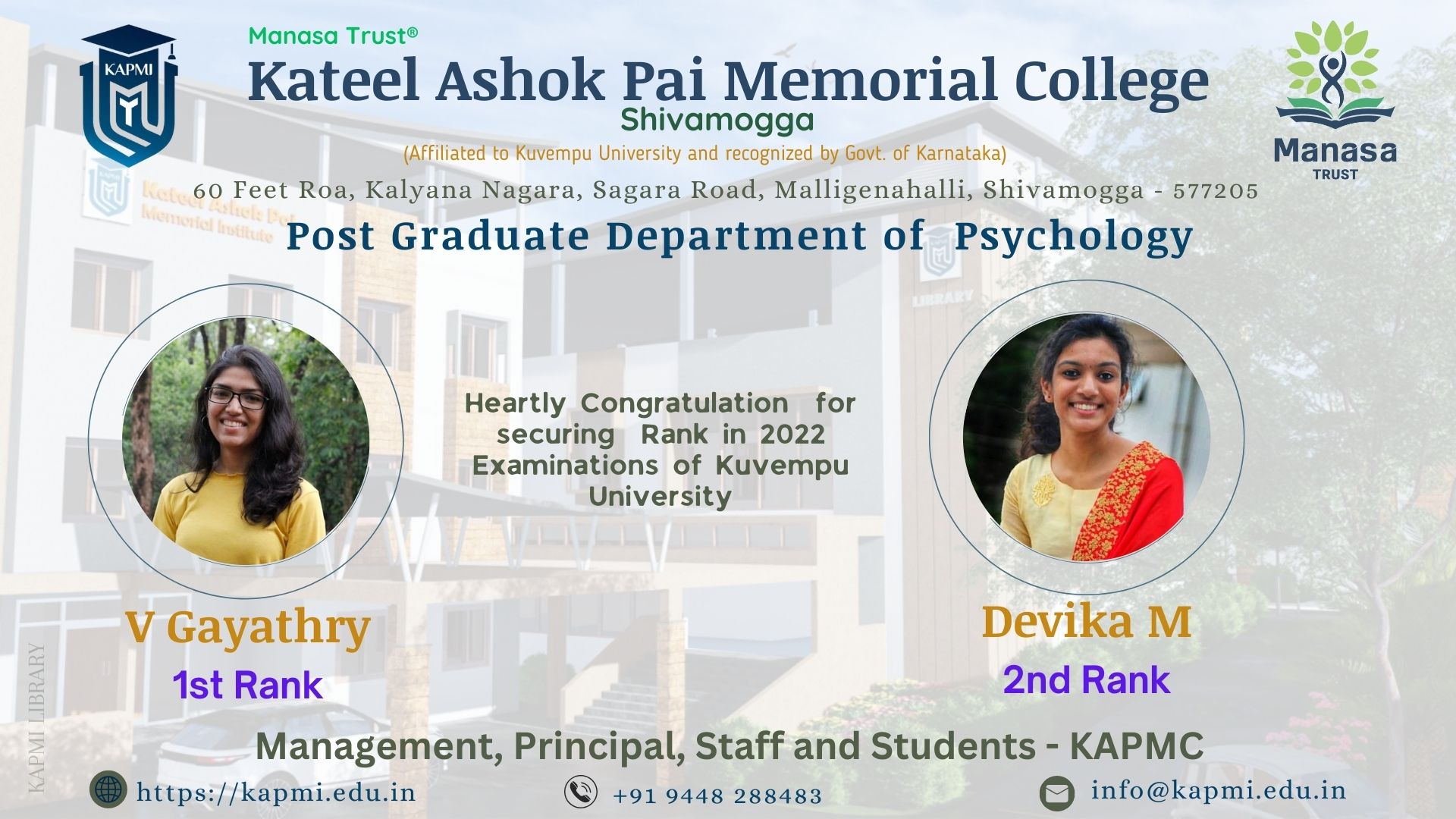 Kuvempu University -MSc Psychology 2022-23